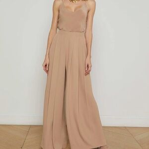 L’Agence wide leg nova pleated silk trouser pants - NWT cappuccino 4